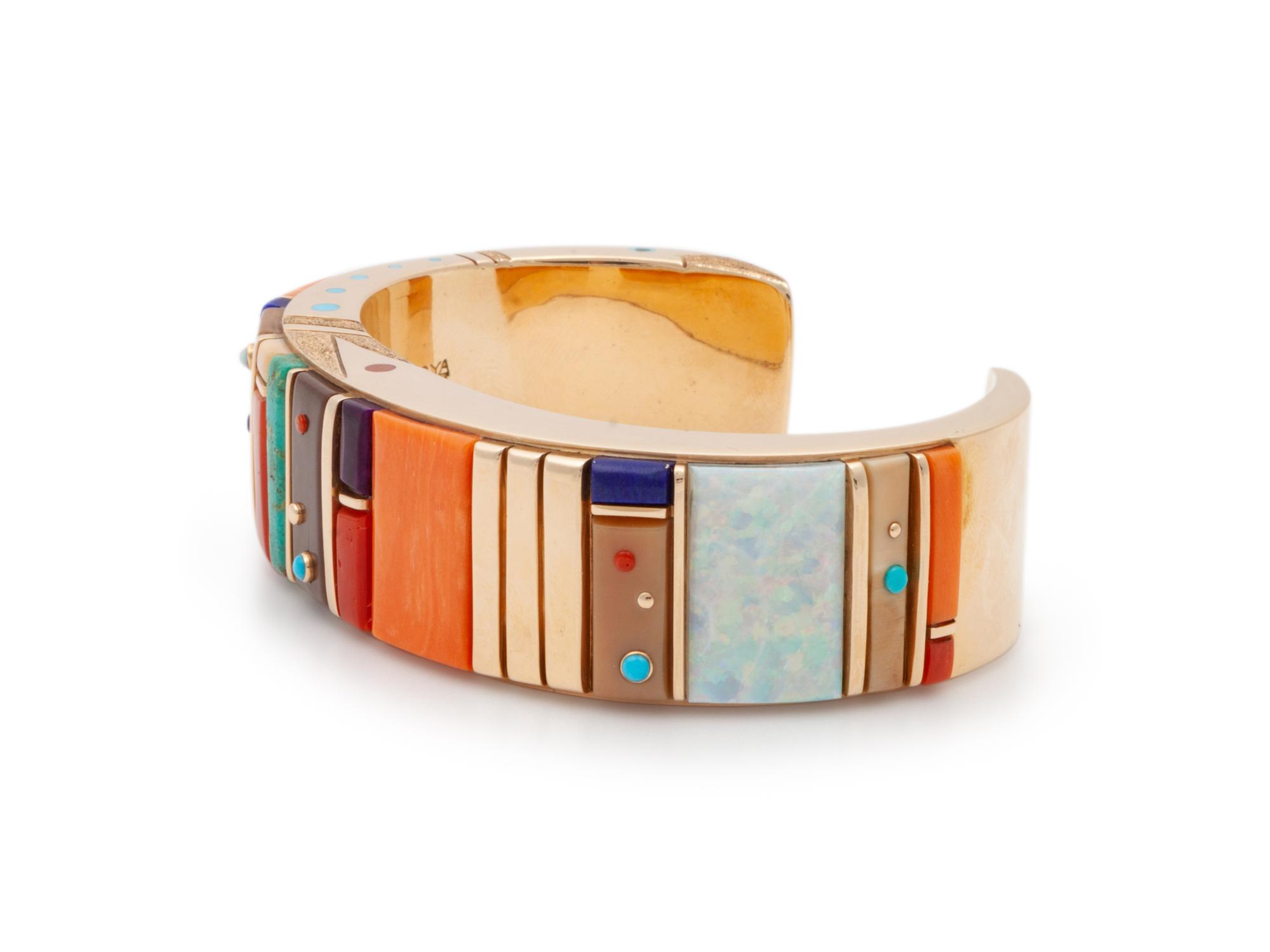 Gold and Cobblestone Inlay Cuff Bracelet