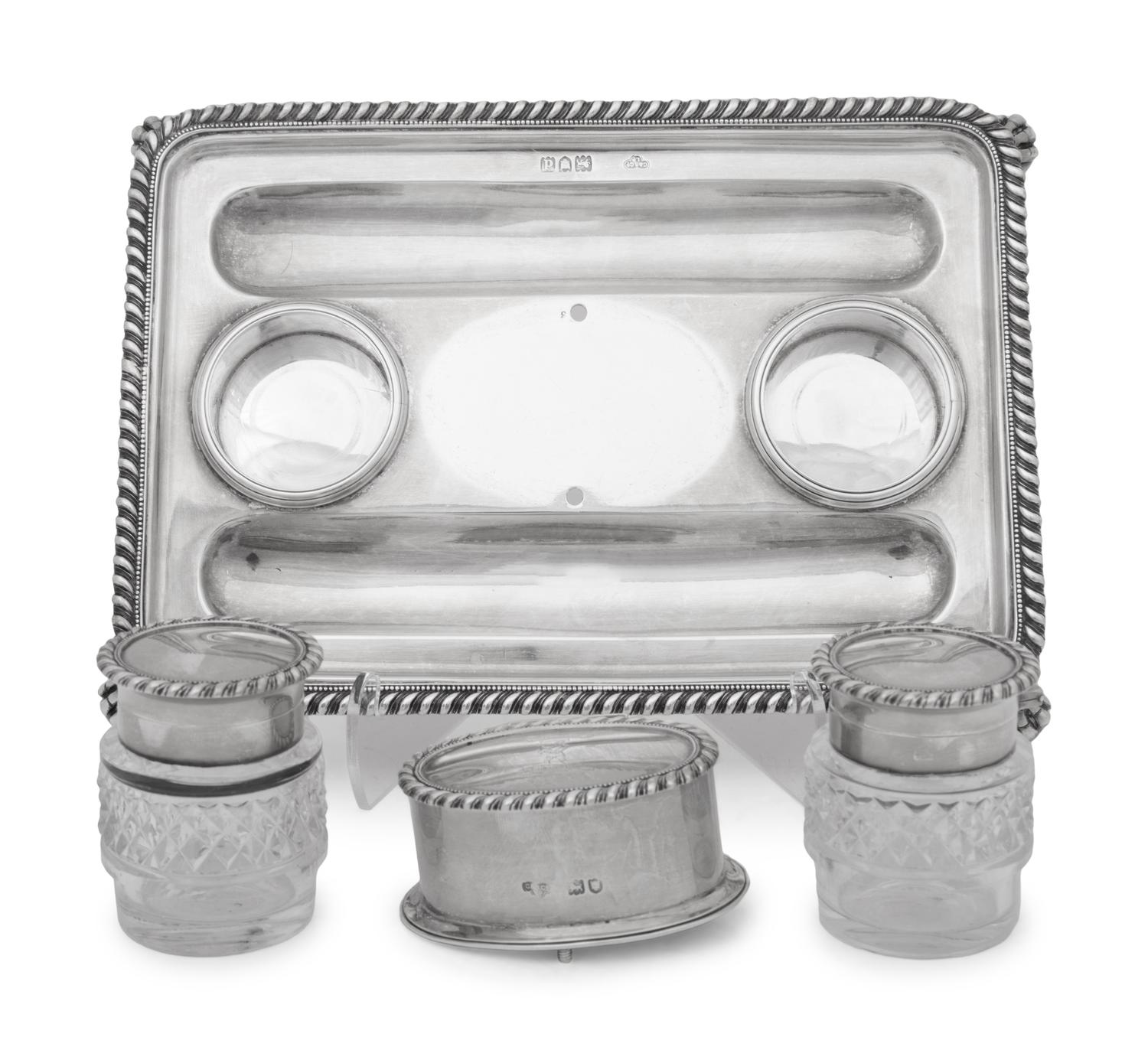 A Victorian Silver and Cut Glass Ink Stand