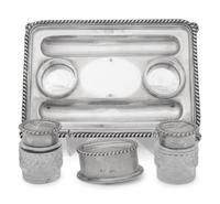 A Victorian Silver and Cut Glass Ink Stand