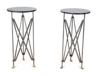 A Pair of Neoclassical Style Steel and Brass Pedestal Tables — 20TH CENTURY