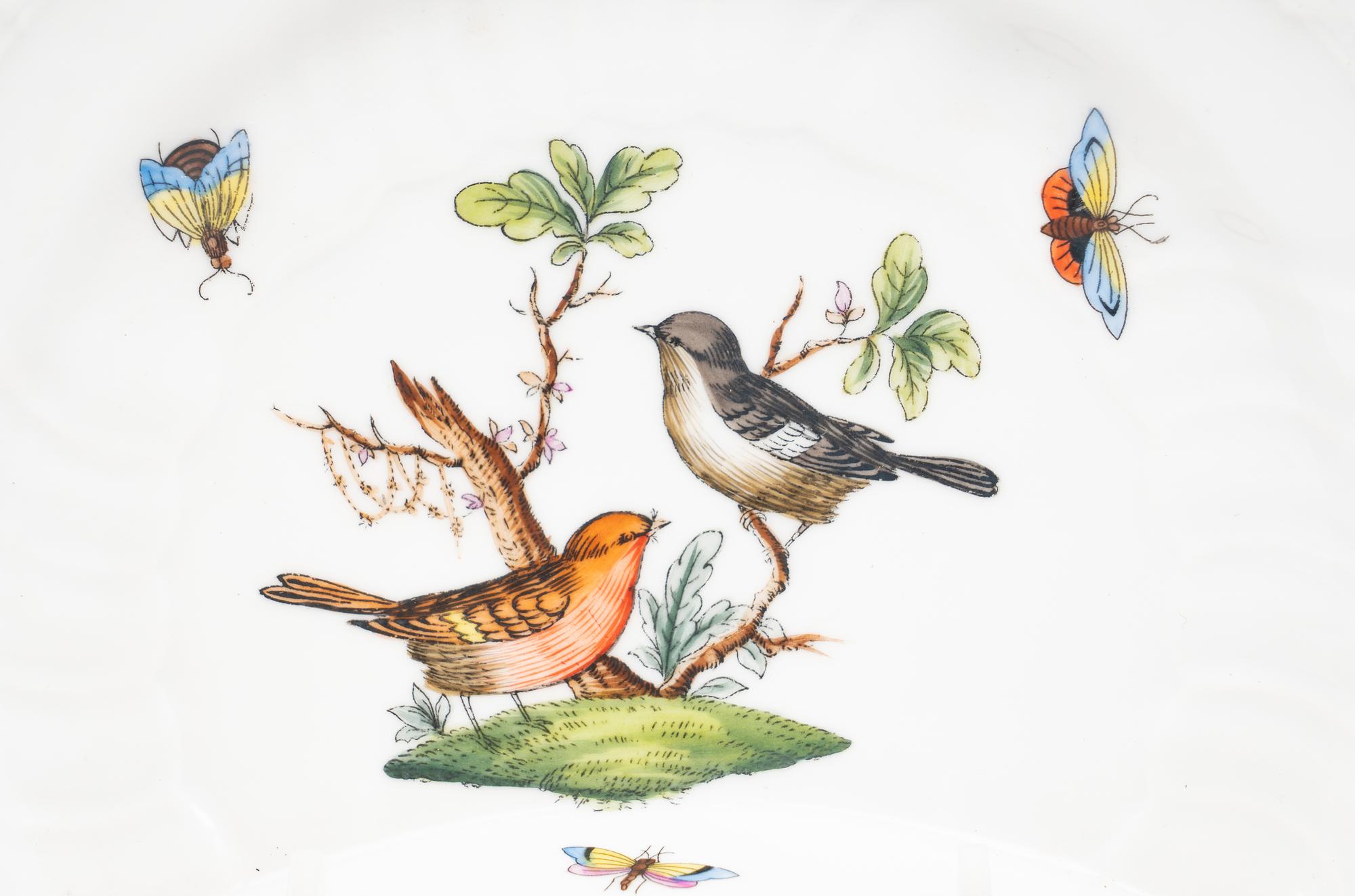 A Set of Eight Herend Rothschild Bird Crescent-Form Side Plates