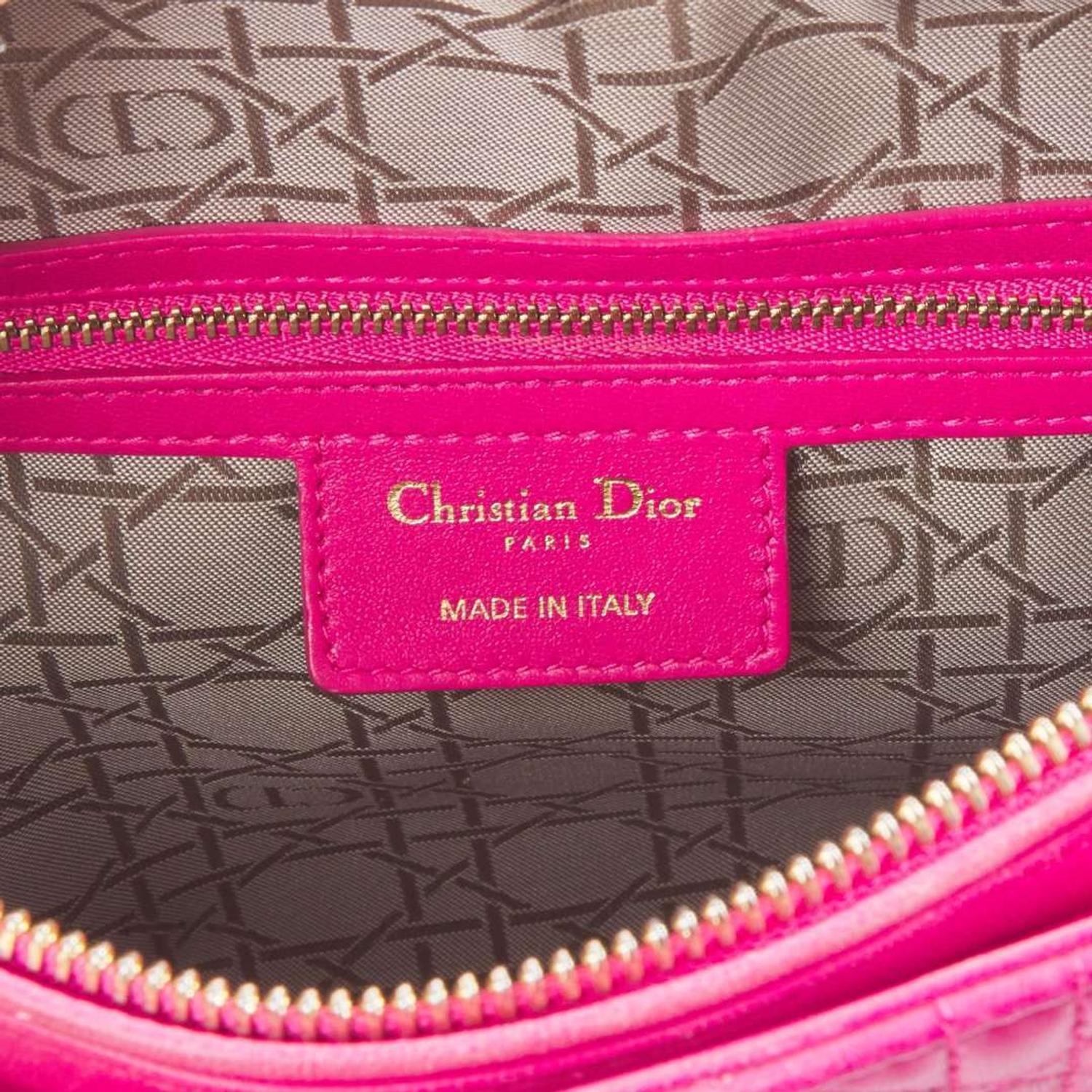 A Large Lady Dior Fuchsia Pink Leather Handbag Dior