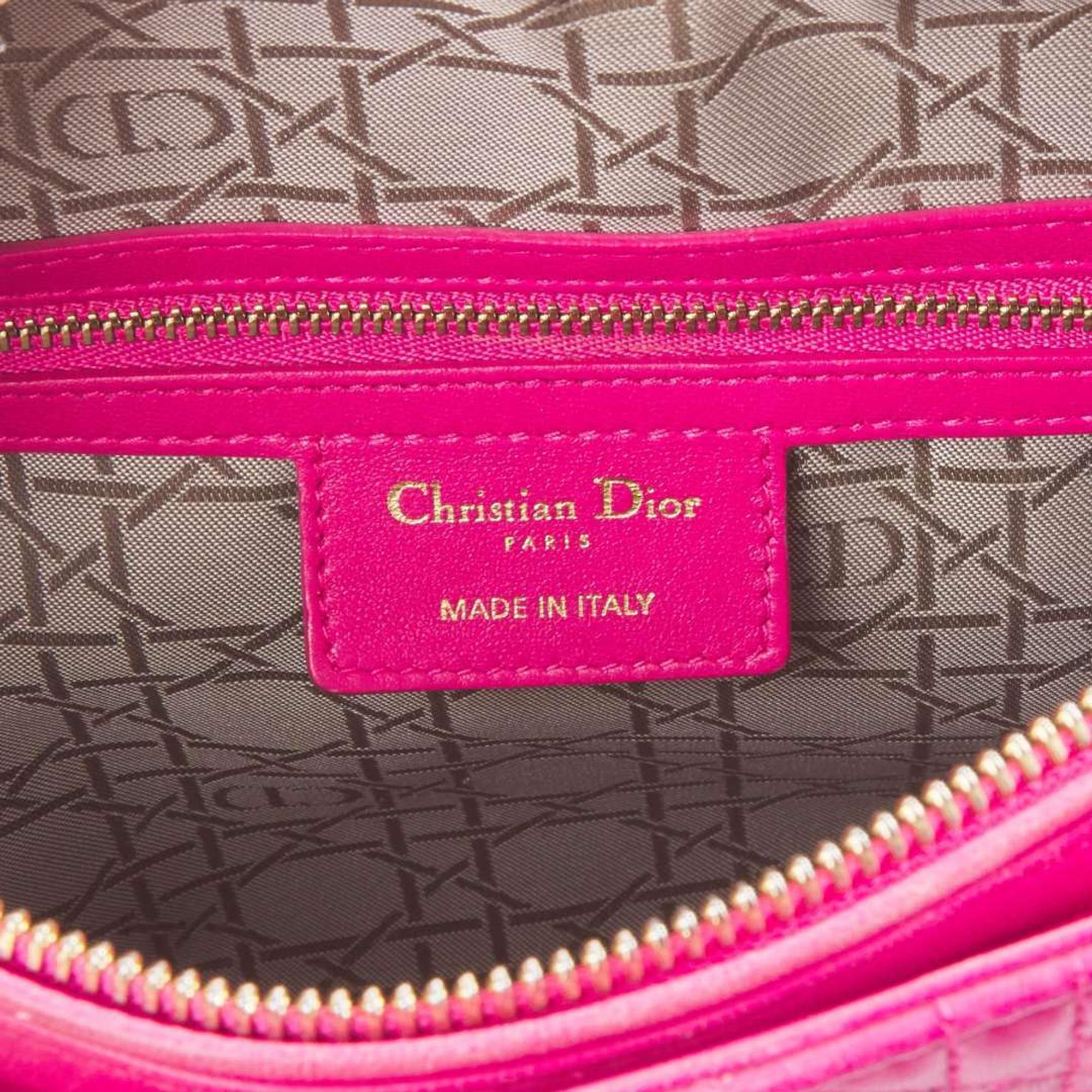 A Large Lady Dior Fuchsia Pink Leather Handbag Dior