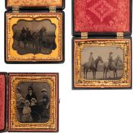 [EARLY PHOTOGRAPHY]. 5 ambrotypes and tintypes featuring horses and/or buggies, most in Union cases
