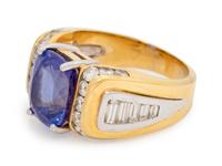 An 18 Karat Bicolor Gold, Tanzanite and Diamond Ring,