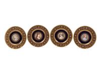 A Cased Set of Eight Vienna Style (Fischer & Mieg) Porcelain Portrait Plates