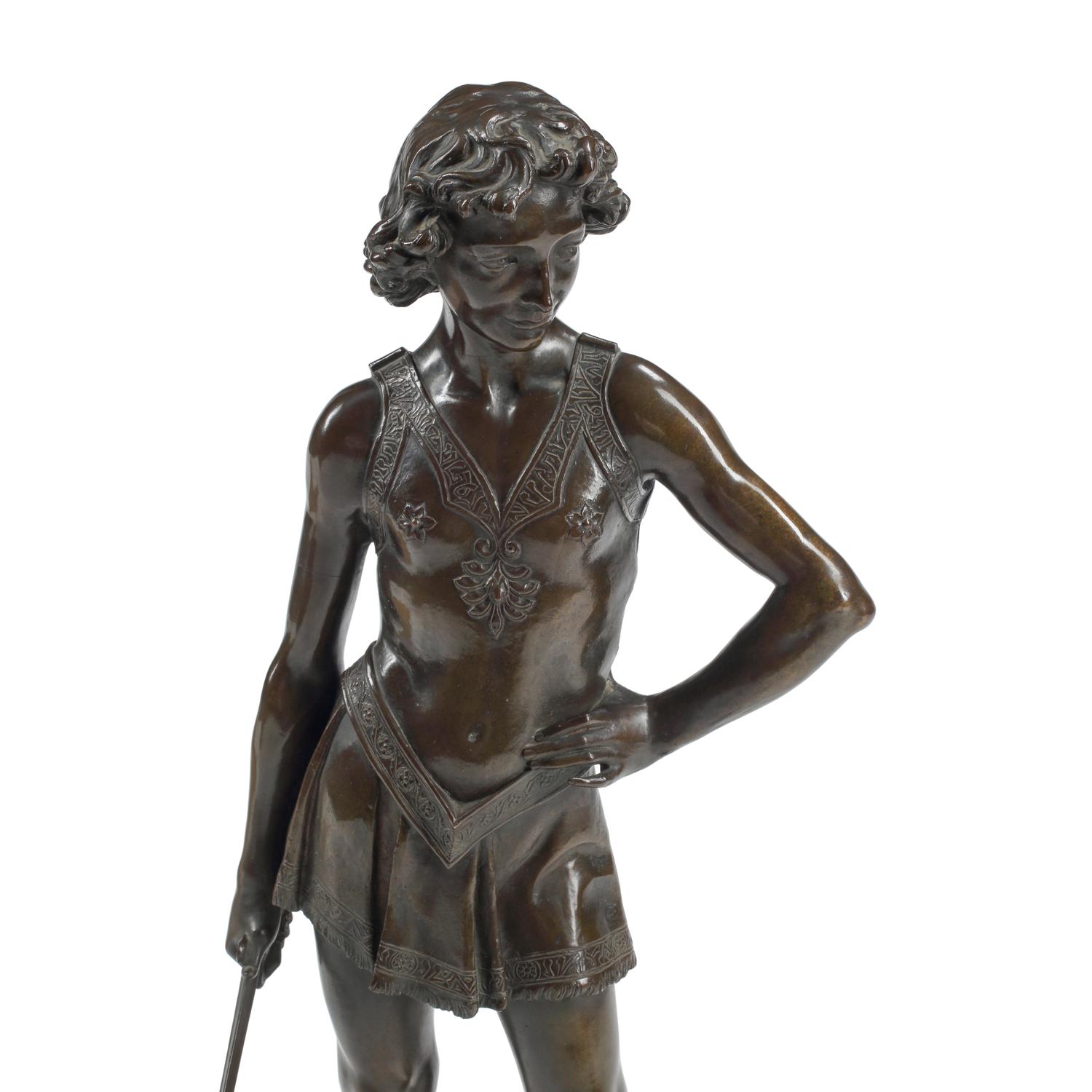 An Italian Patinated Bronze Figure of David