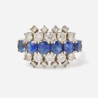 A J.E. Caldwell Platinum, Sapphire, and Diamond Ring