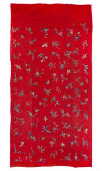 A Chinese Red Silk Embroidered Wall Hanging CIRCA 1880s 124 x 72 inches. — CIRCA 1880s