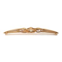 ART NOUVEAU, YELLOW GOLD AND CITRINE BAR BROOCH
