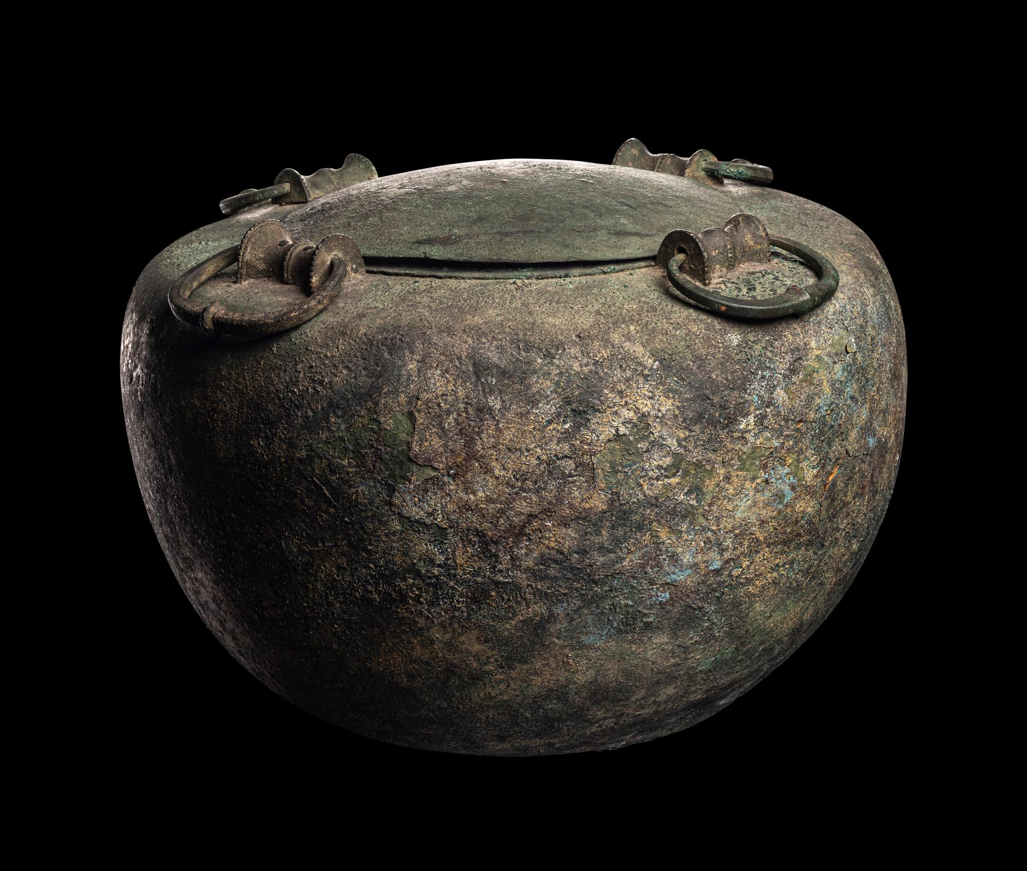 A Greek Bronze Cauldron with Lid