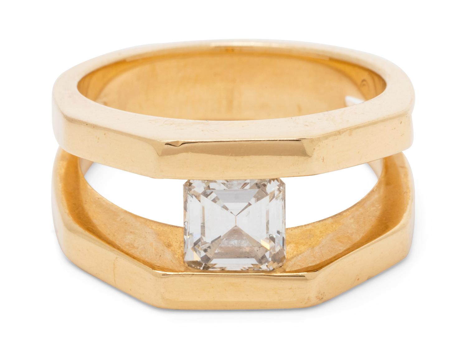 A Yellow Gold and Diamond Ring,