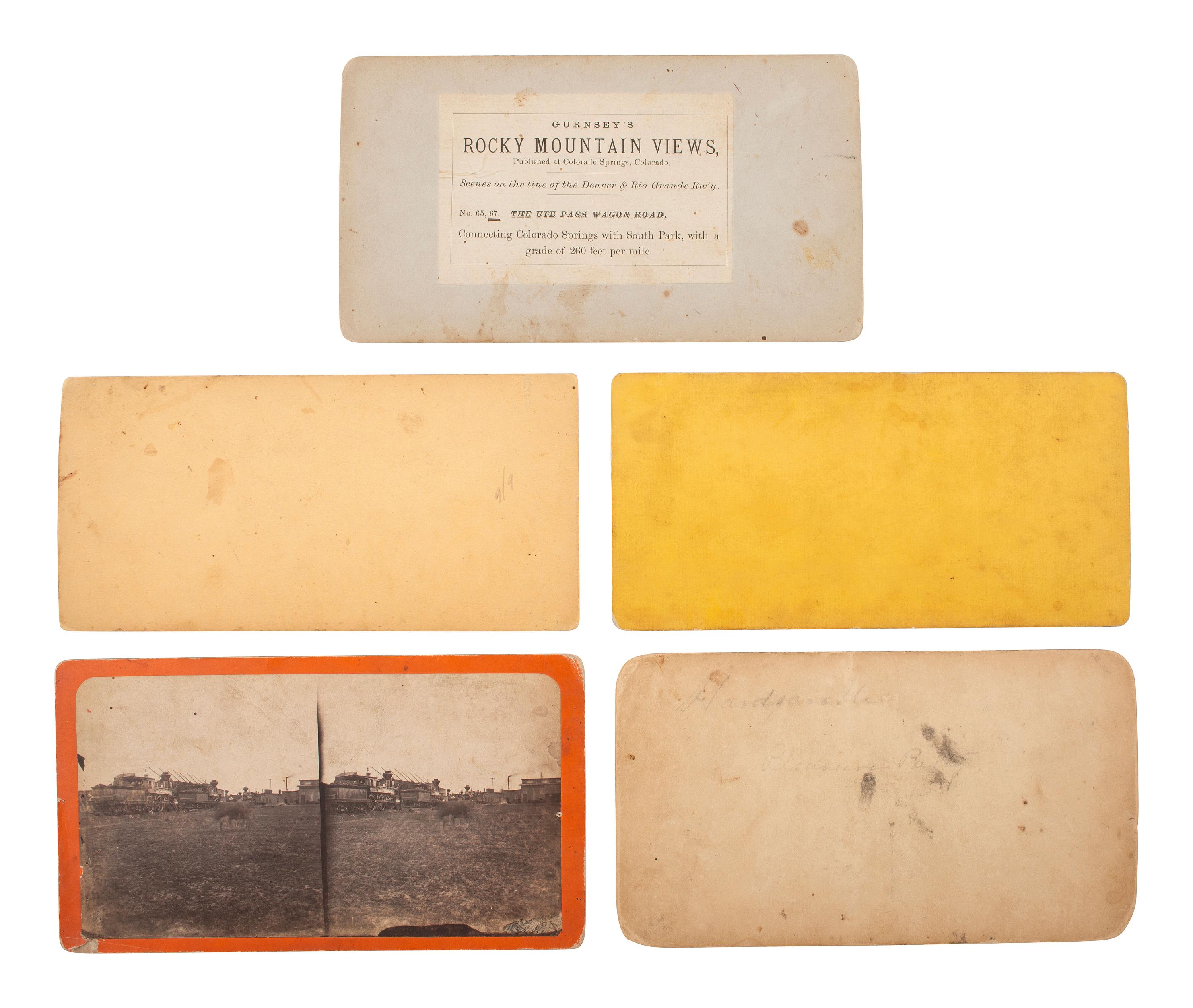[WESTERN AMERICANA] 6 stereoviews of the American west, incl. cowboys, locomotives, and landscapes.