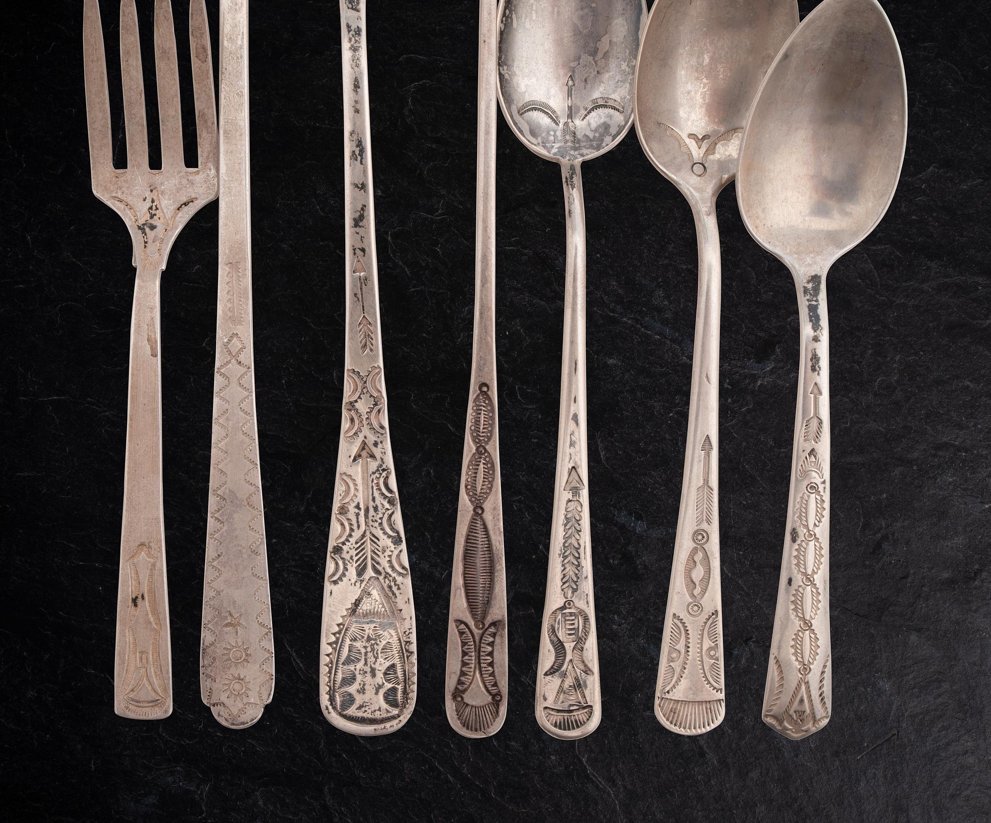 Navajo Stamped Silver Spoons and Forks