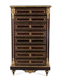 A Napoleon III Gilt Bronze Mounted Mother-of-Pearl Inlaid Semainier