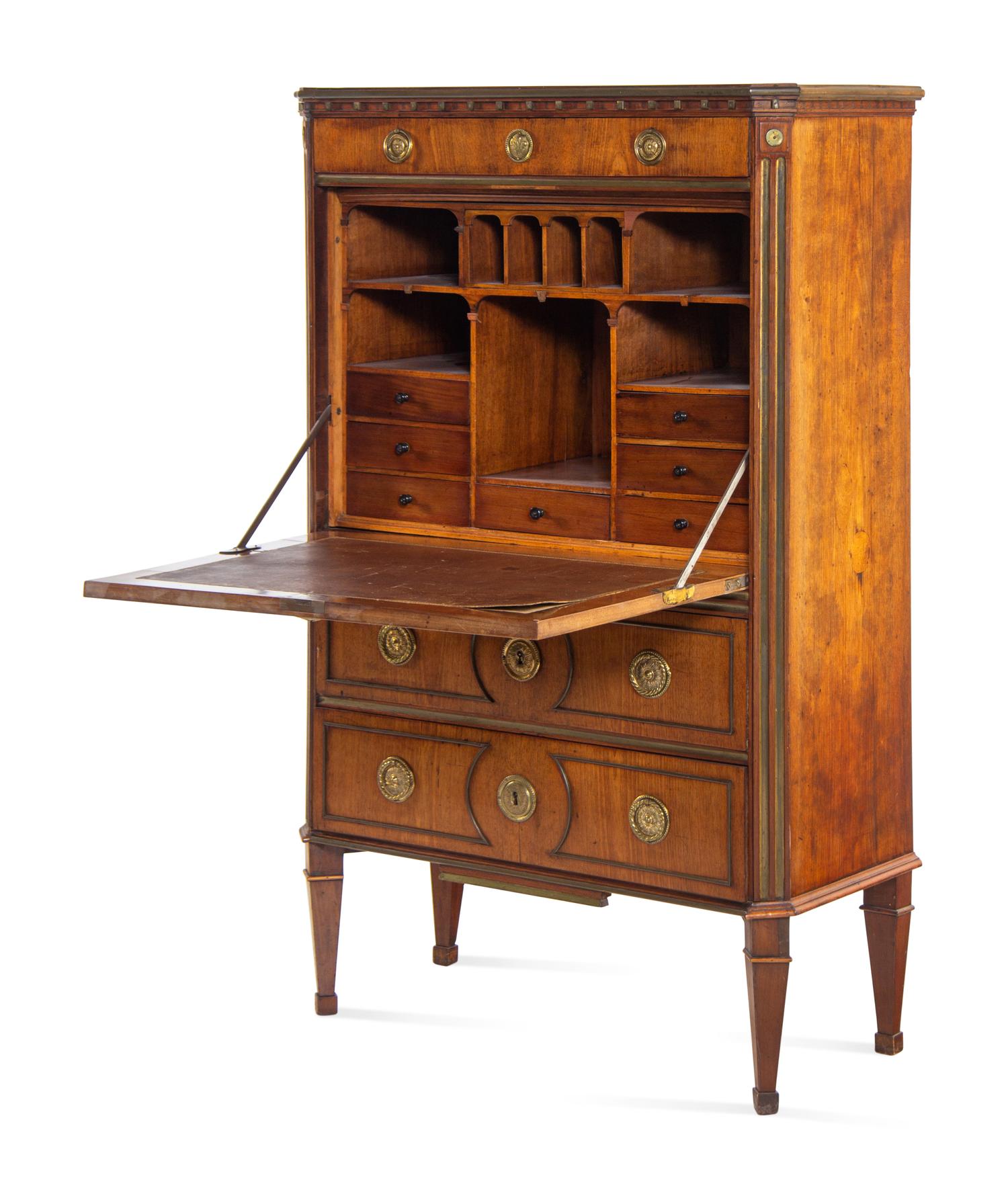 A Directoire Brass Mounted Mahogany Secrétaire à Abattant