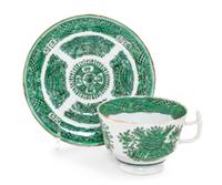 A Chinese Export Porcelain 'Green Fitzhugh' Cup and Saucer