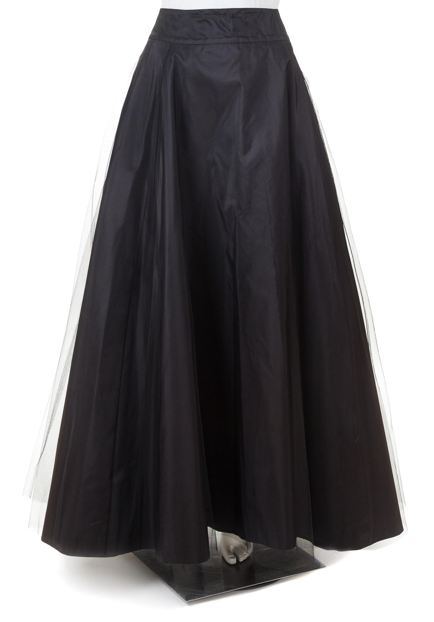 An Escada Black Silk Full Evening Skirt, Size 38.