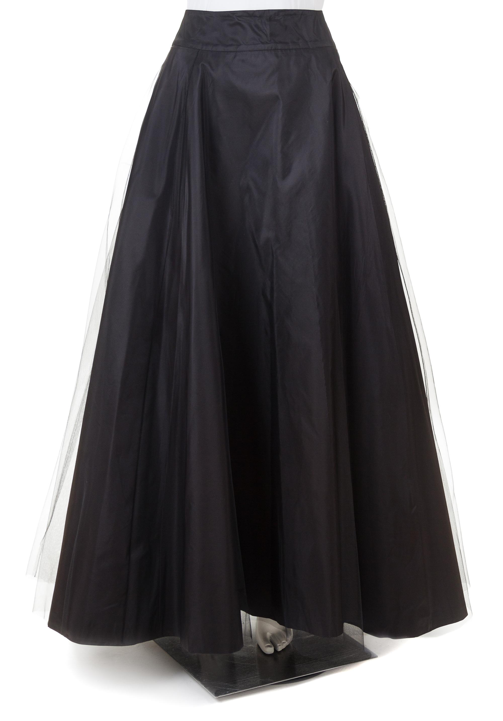 An Escada Black Silk Full Evening Skirt, Size 38.