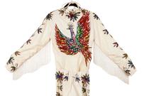 Off-white Women's Nudie-style Suit with Rhinestone and Sequin Floral Embellishments