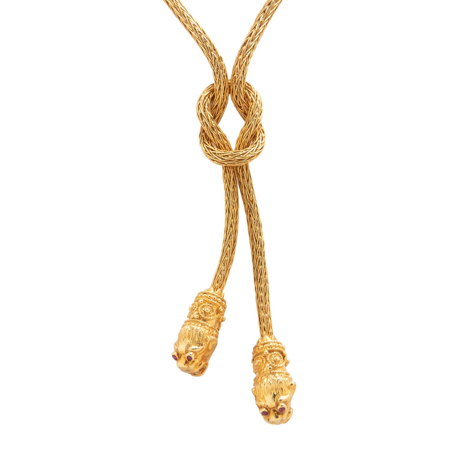 ILLIAS LALAOUNIS, YELLOW GOLD LARIAT NECKLACE