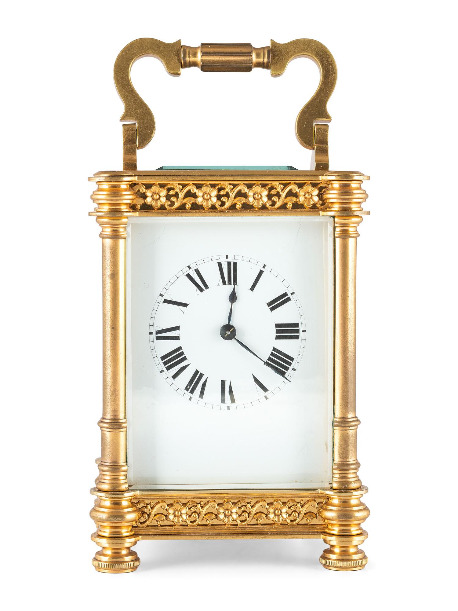 A French Ormolu Filigree Carriage Clock