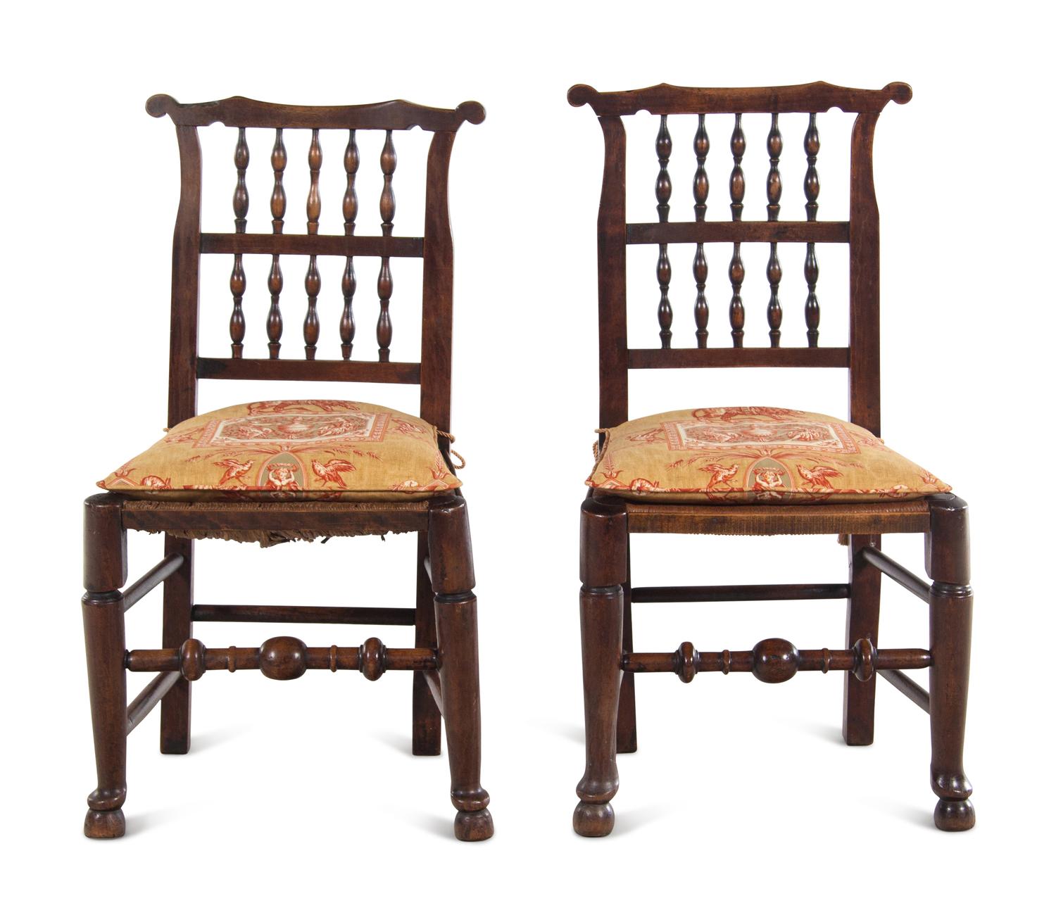 A Pair of English Oak Lancashire Side Chairs
