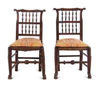 A Pair of English Oak Lancashire Side Chairs