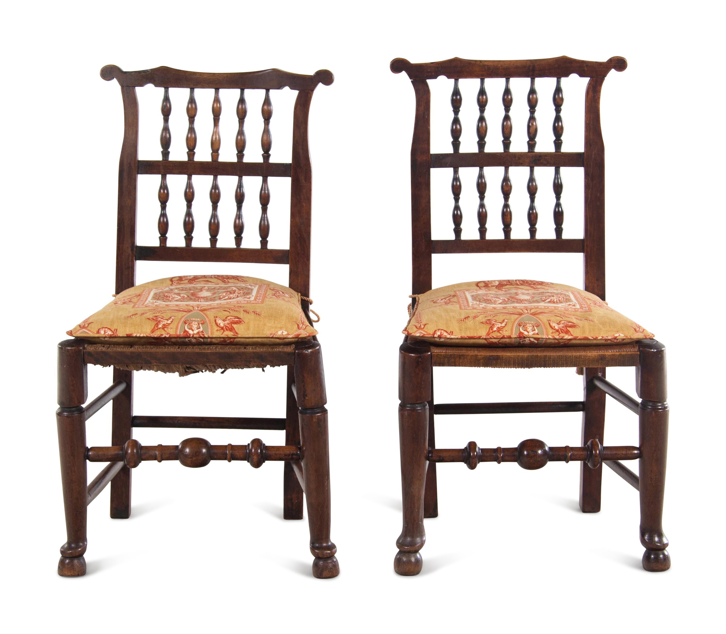 A Pair of English Oak Lancashire Side Chairs