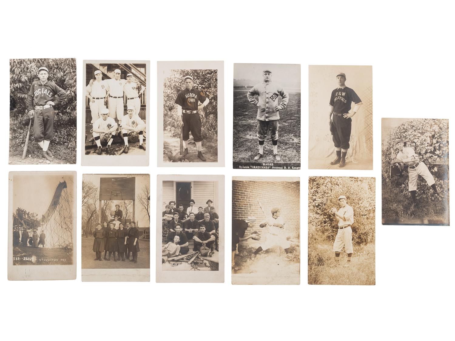 [EARLY PHOTOGRAPHY] -- [SPORTS]. A group of 32 real photo postcards of athletes and events, incl. baseball, track and field, gymnastics, wrestling, strongmen, and female basketball players.