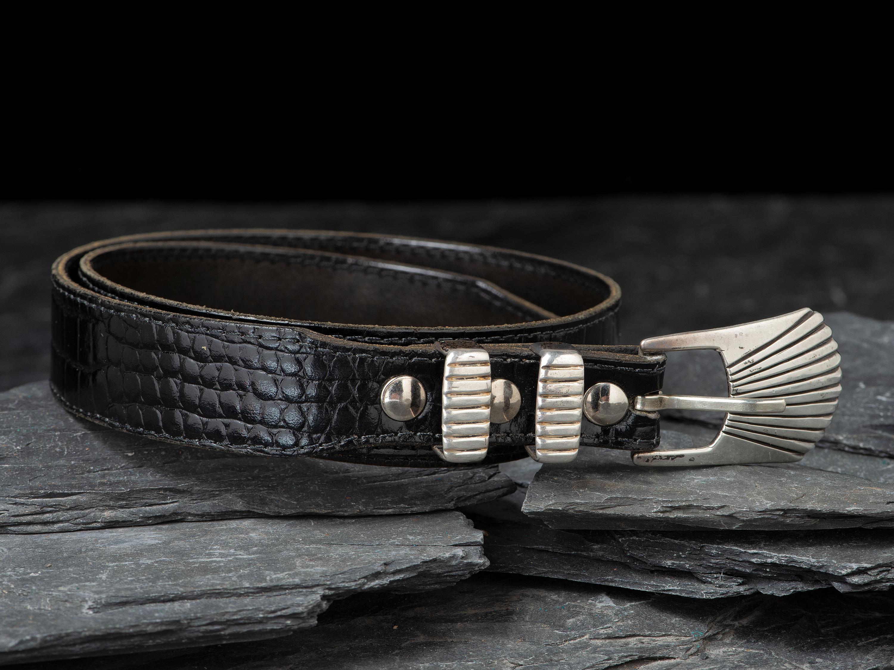 Sterling Silver Ranger Set, on Black Leather Belt