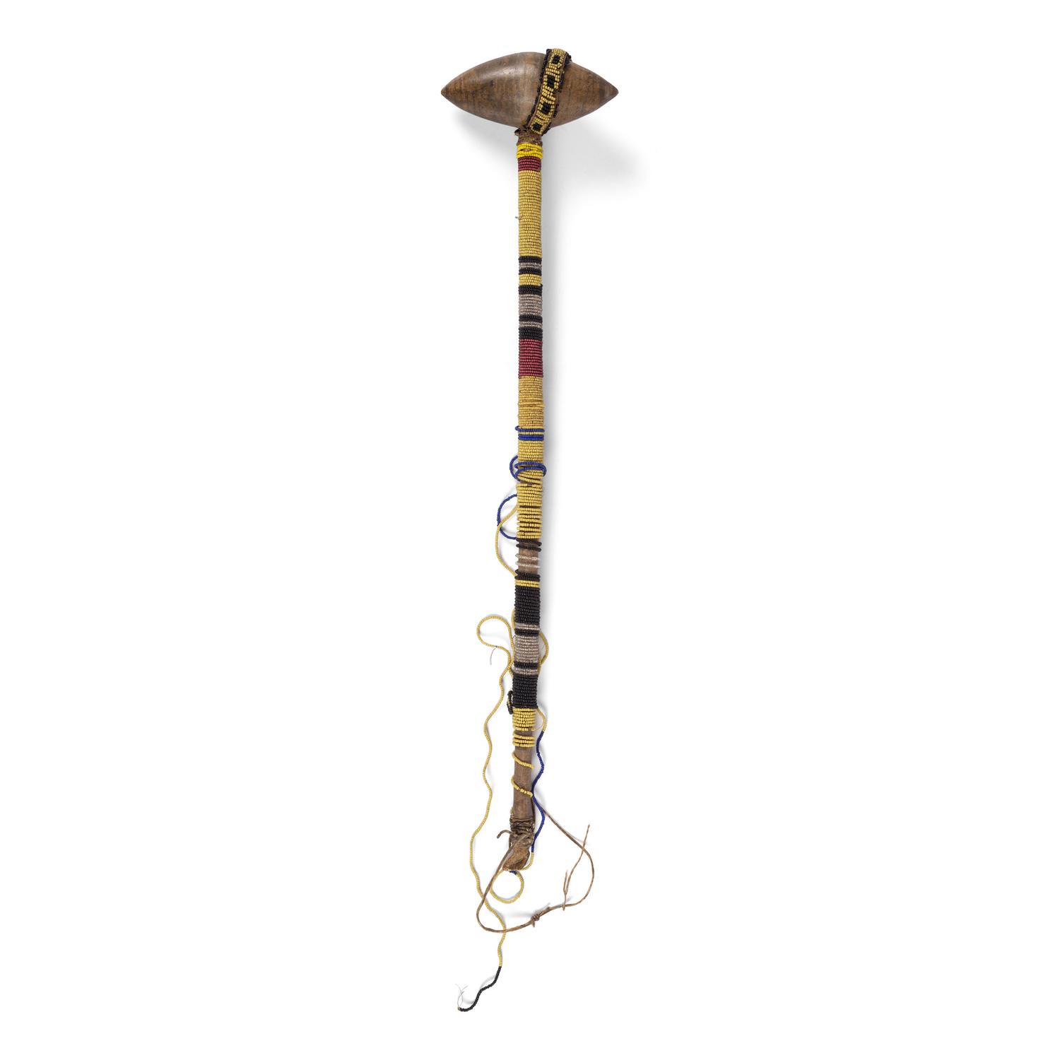 Plains Stone Club, with Beaded Handle