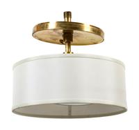 A Contemporary Brass "Sunburst" Light Fixture and a Brass Fixture with a Drum Shade