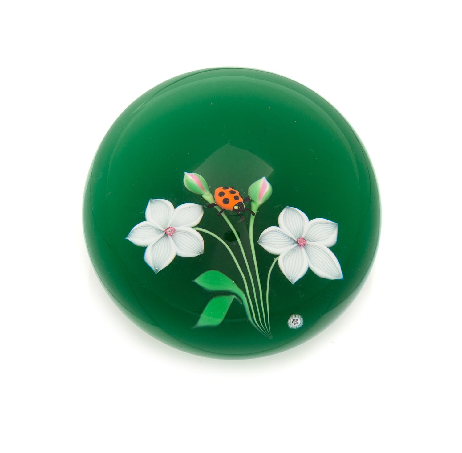 Baccarat, , a ladybug and flowers paperweight