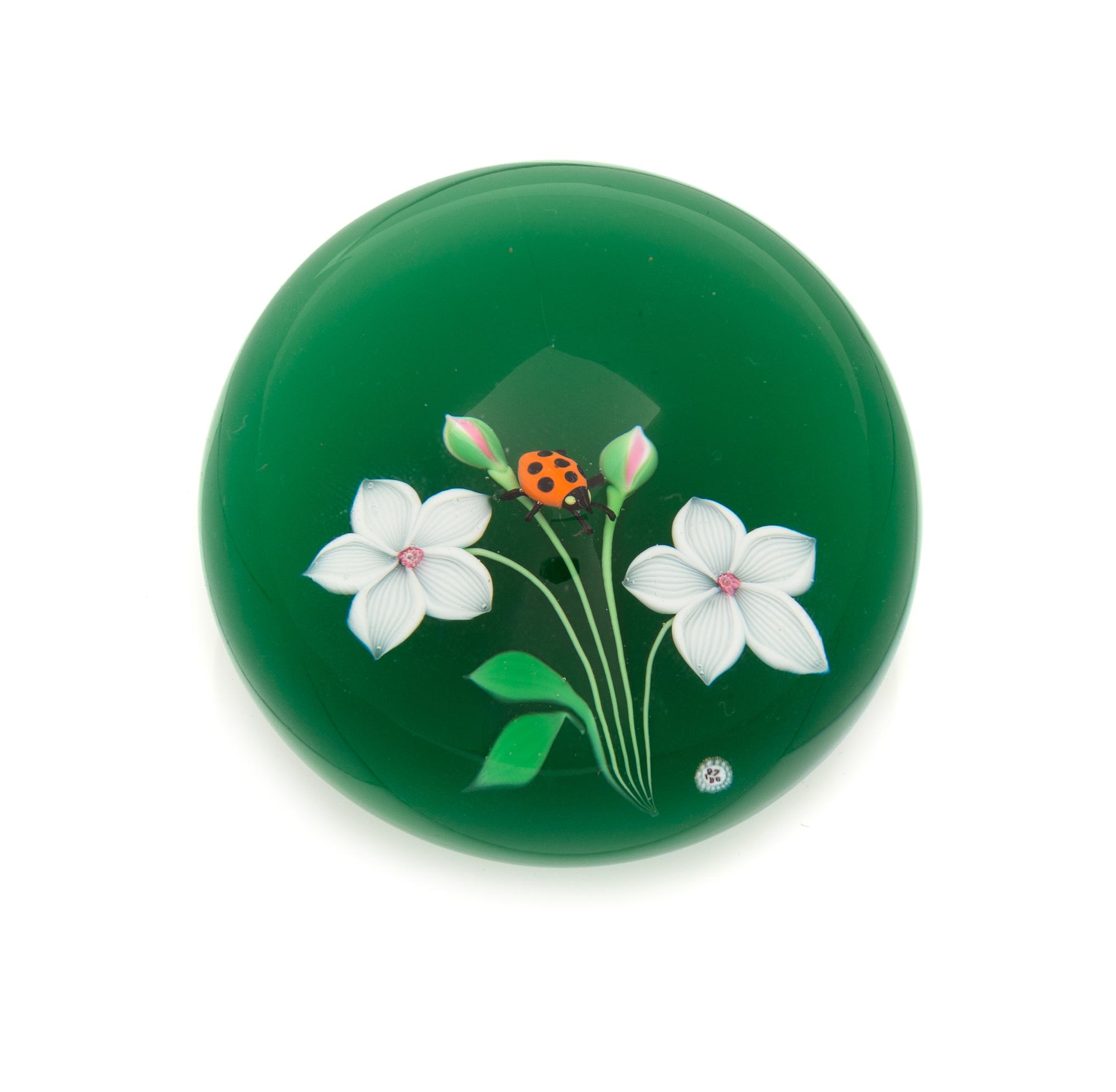 Baccarat, , a ladybug and flowers paperweight