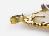 A 14K Yellow Gold and Jade Brooch