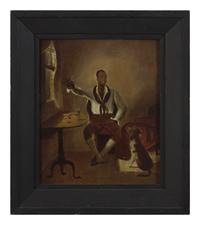 [FOLK ART]. A portrait believed to represent Ira Aldridge (1807-1867) as Mungo in "The Padlock."