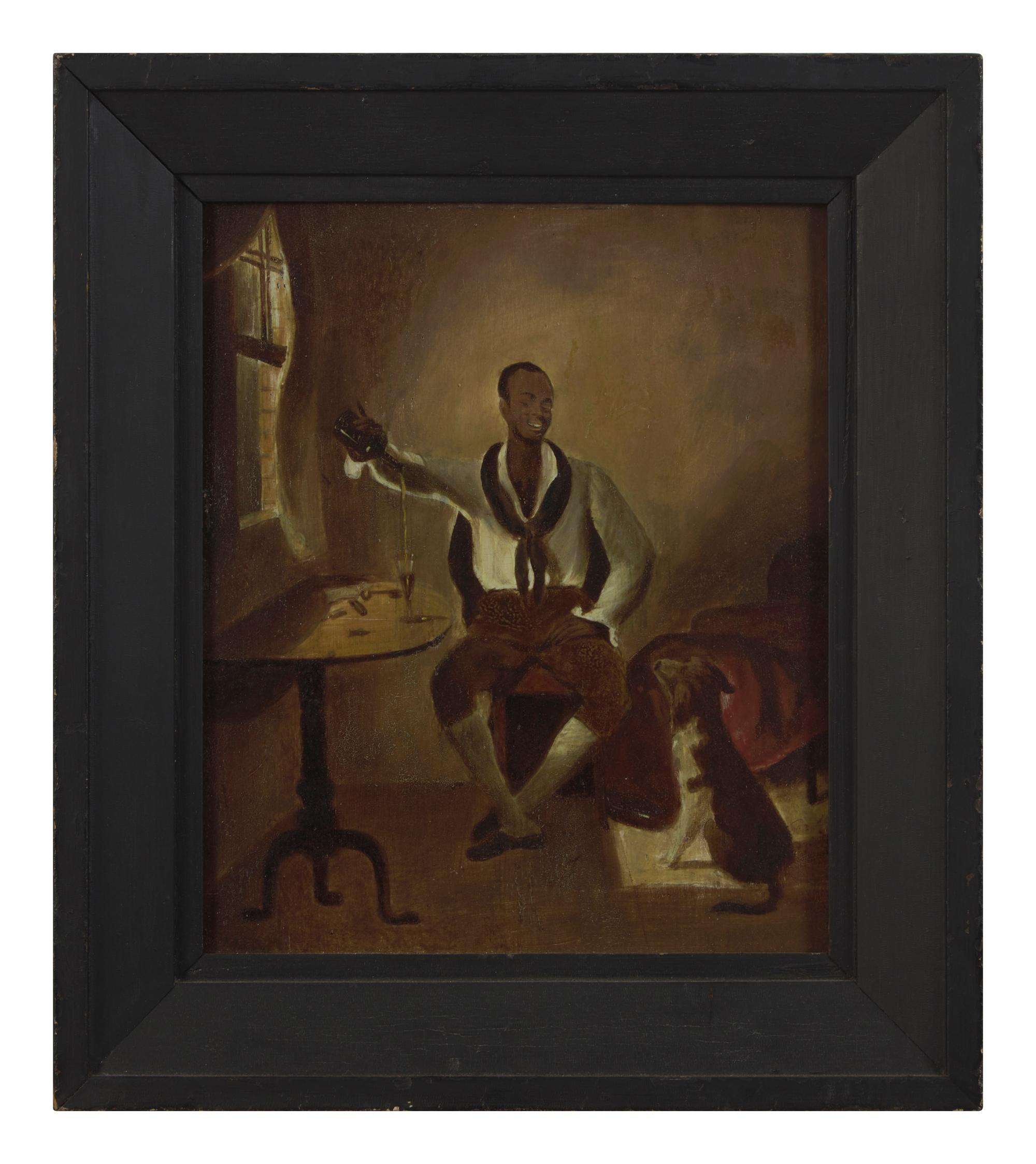 [FOLK ART]. A portrait believed to represent Ira Aldridge (1807-1867) as Mungo in "The Padlock."