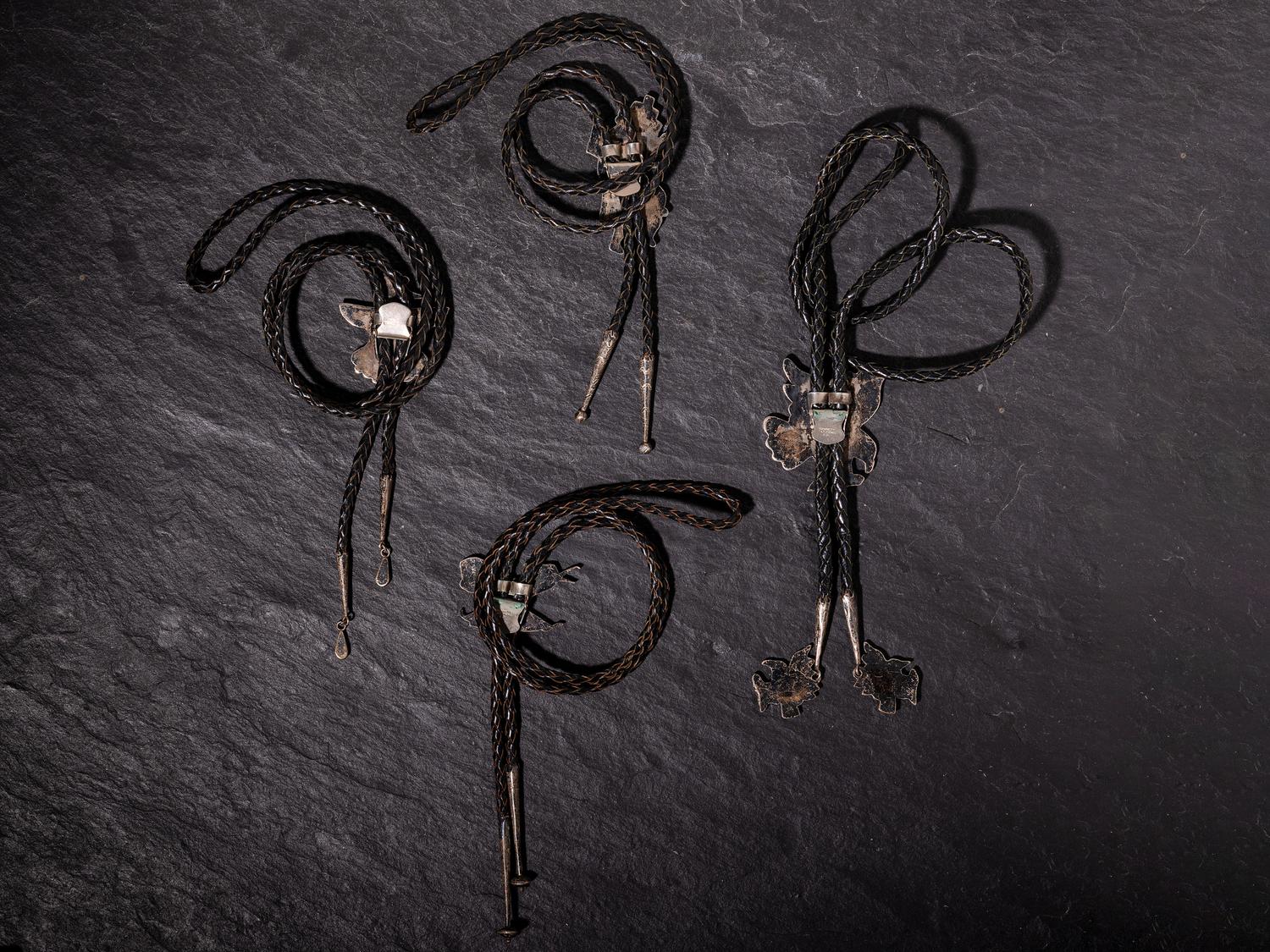Zuni Inlaid Silver Bolo Ties