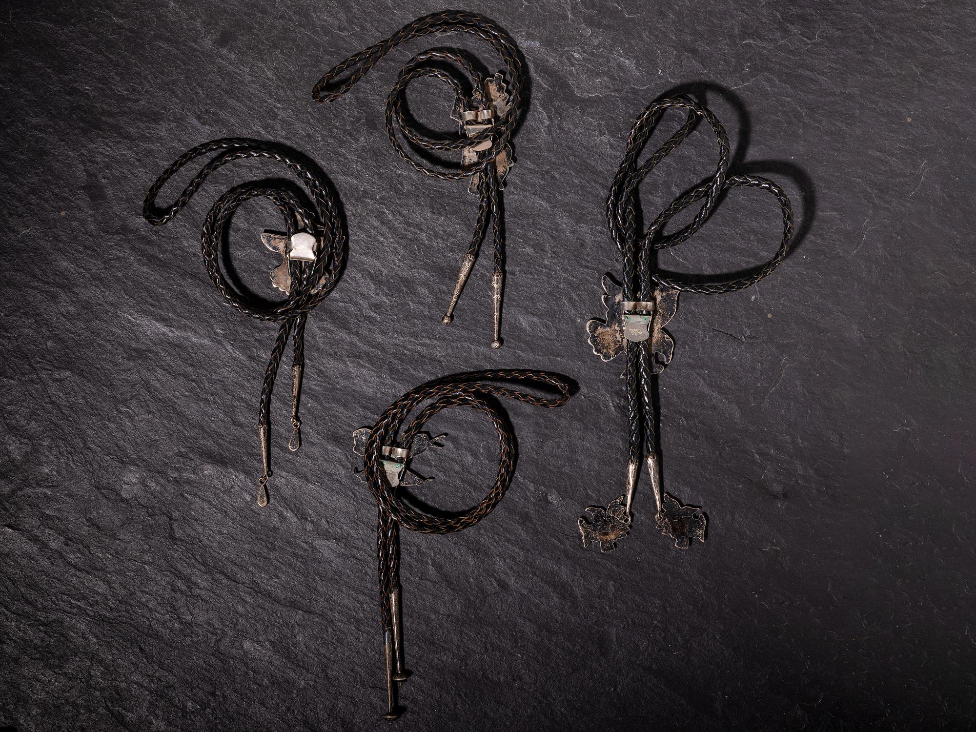 Zuni Inlaid Silver Bolo Ties