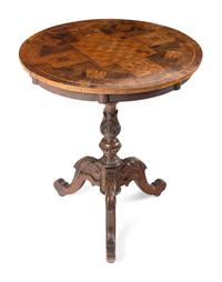 A Victorian Marquetry Game Table, Gaming Set and Treen Box