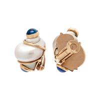SEAMAN SCHEPPS, SHELL AND HARDSTONE EARCLIPS