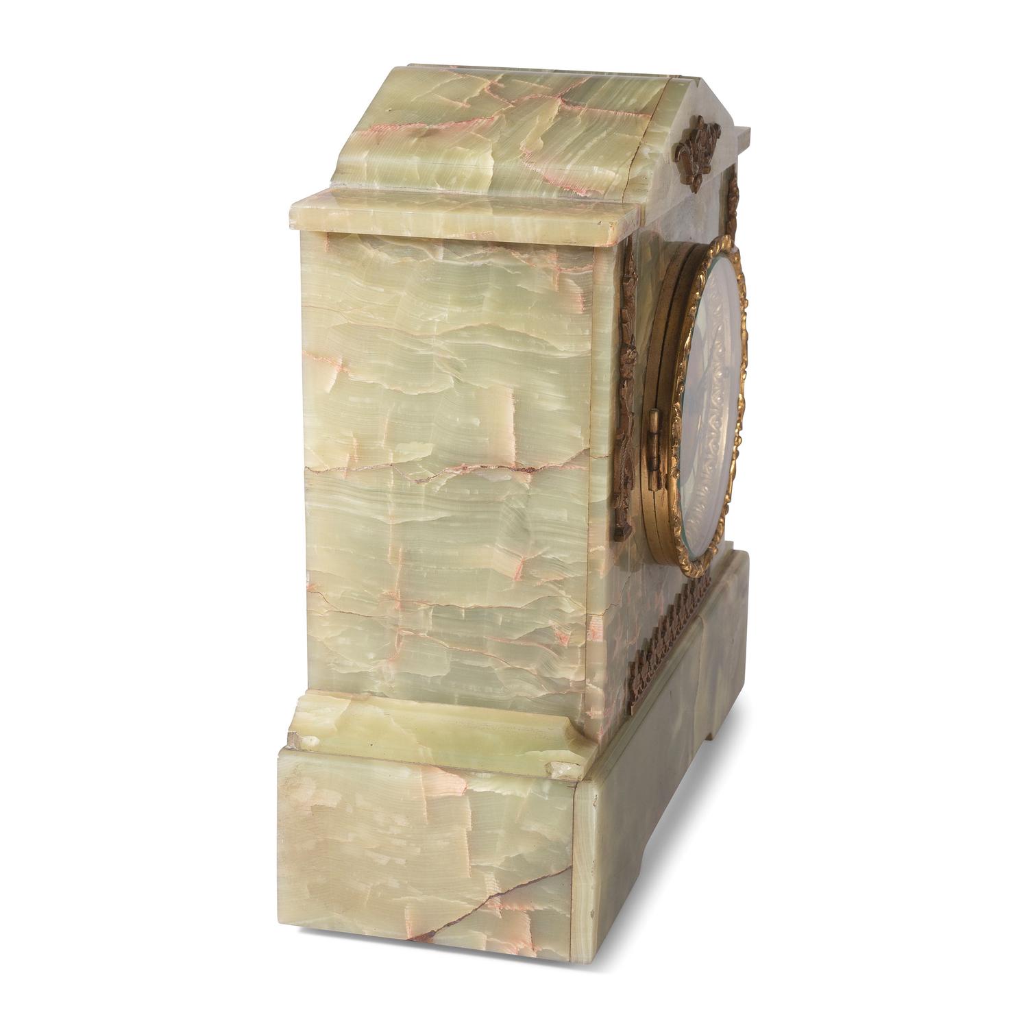 An Ansonia Onyx Mantel Clock