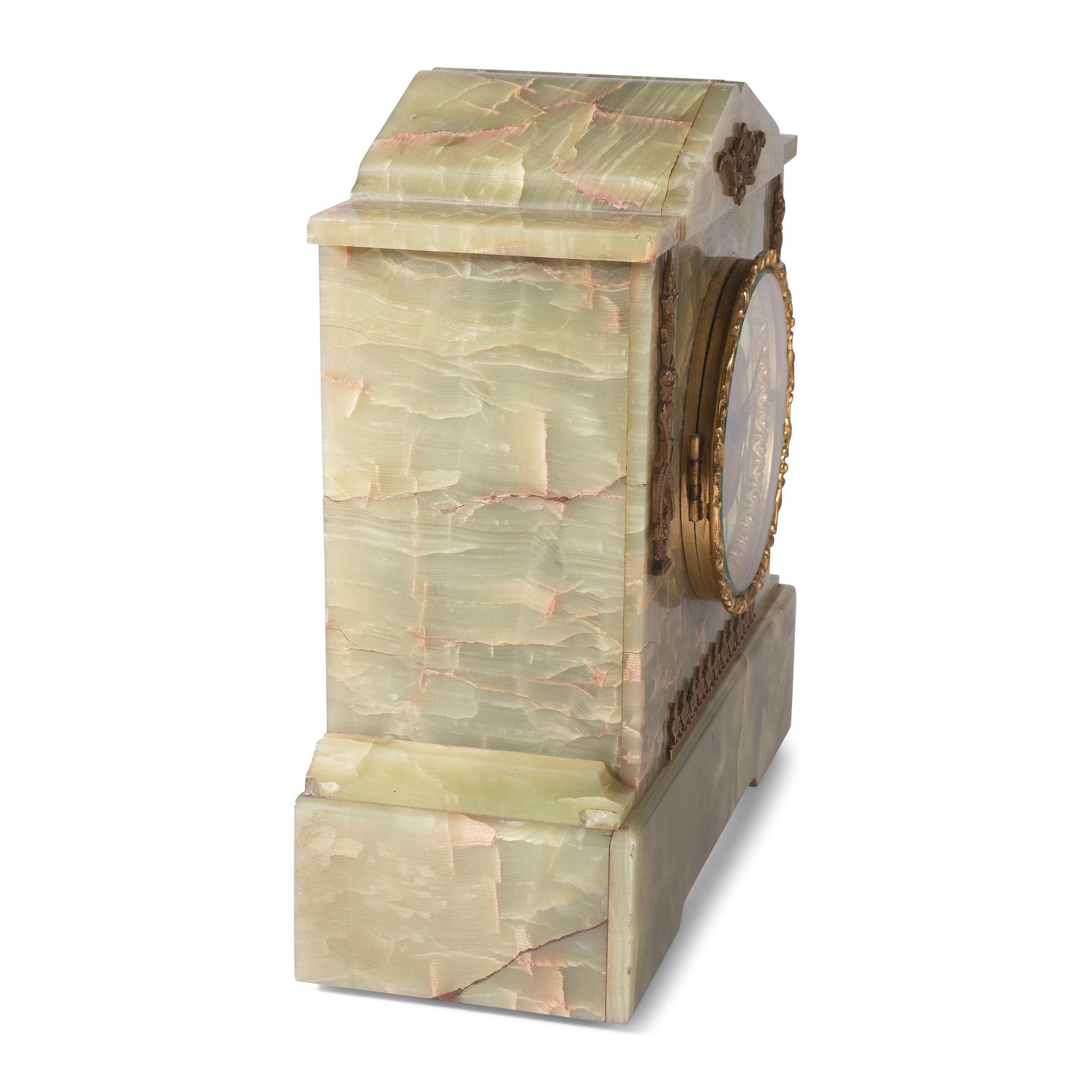 An Ansonia Onyx Mantel Clock