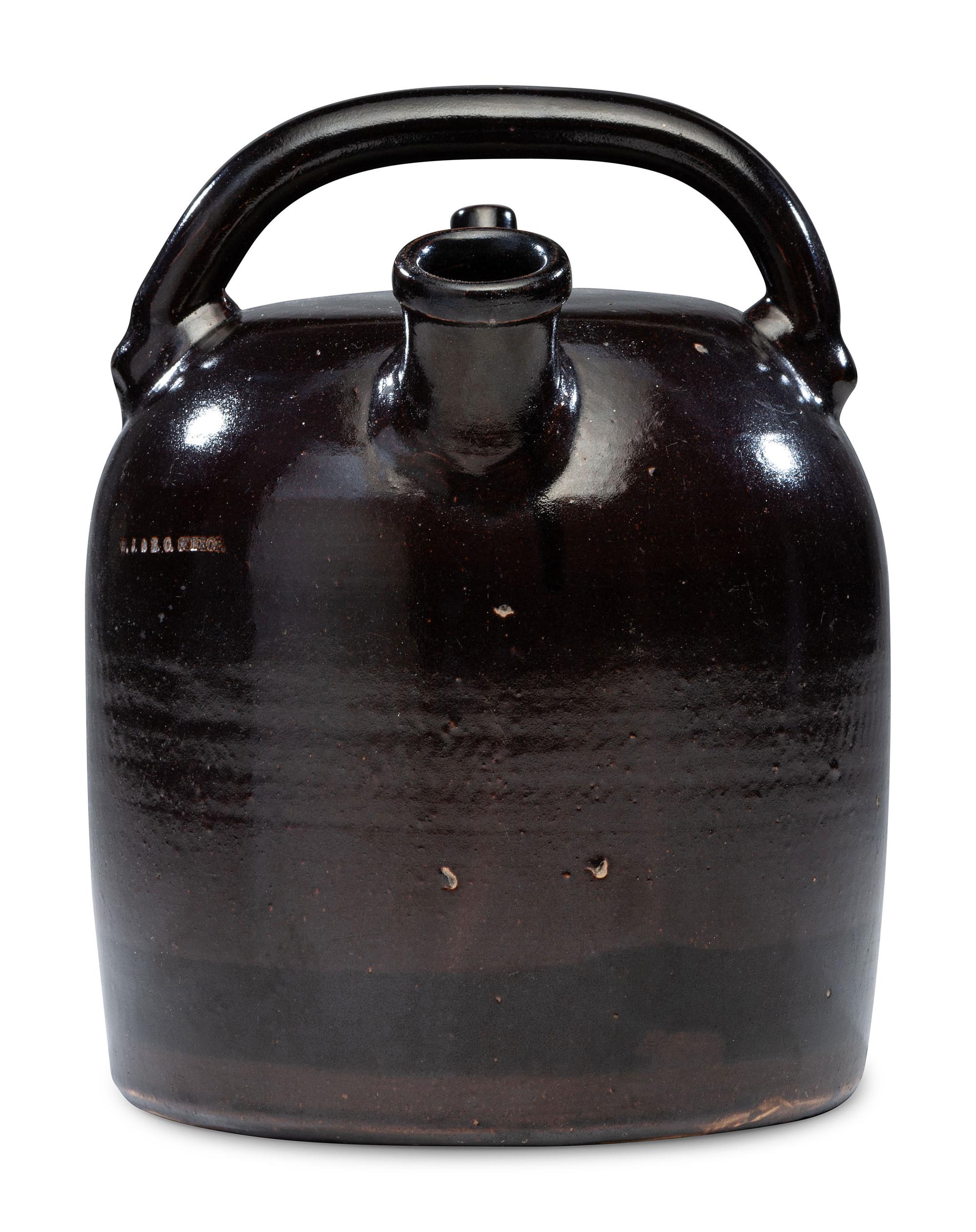 A Schrop Albany Slip-Glazed Harvest or Field Jug Identified to Frank Miller