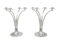 A Pair of English Silver Four-Light Candelabra