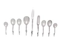 Nine Georg Jensen Silver Flatware Serving Articles