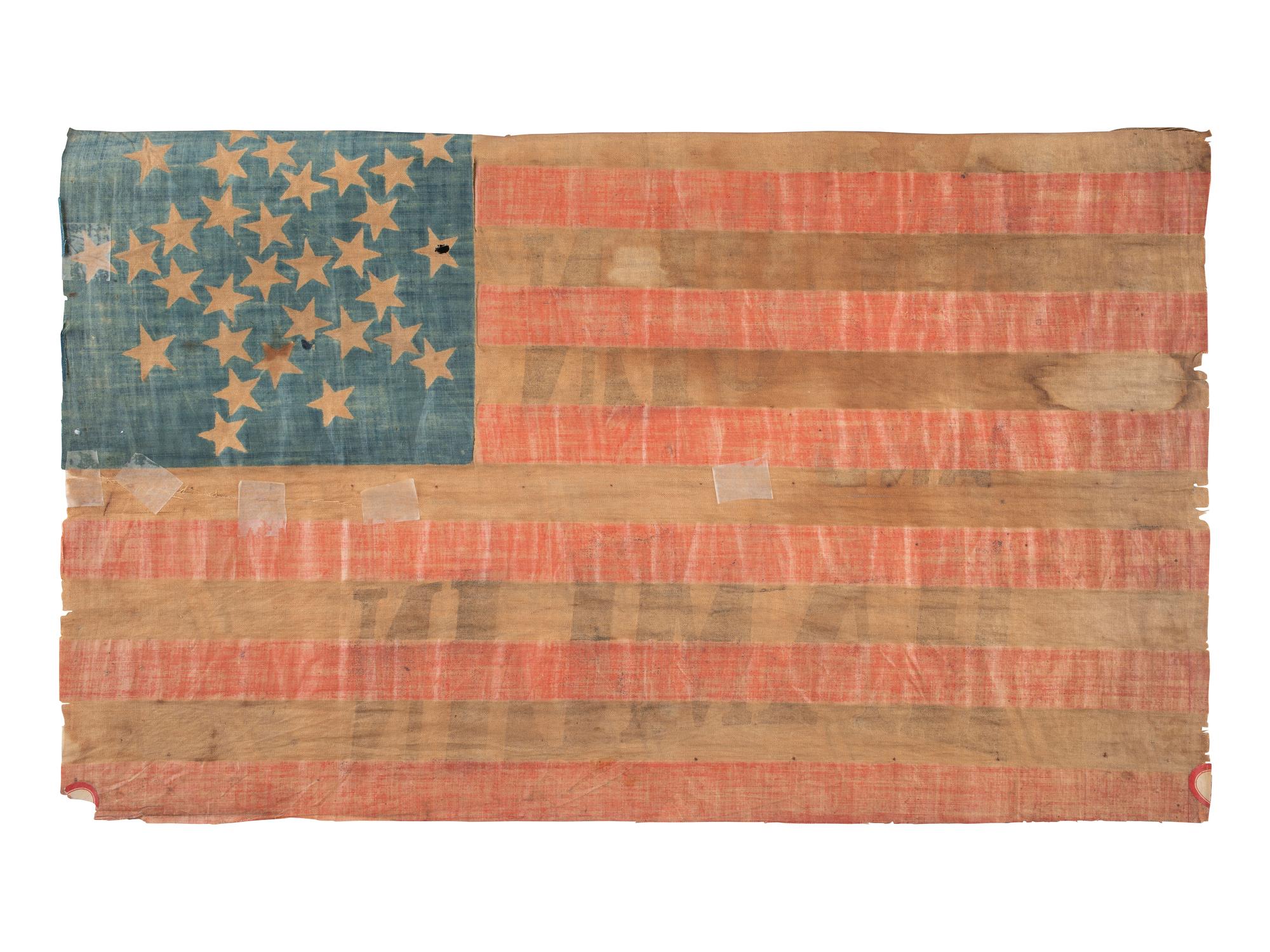 [LINCOLNIANA]. "Lincoln and Hamlin" parade flag. 1860.