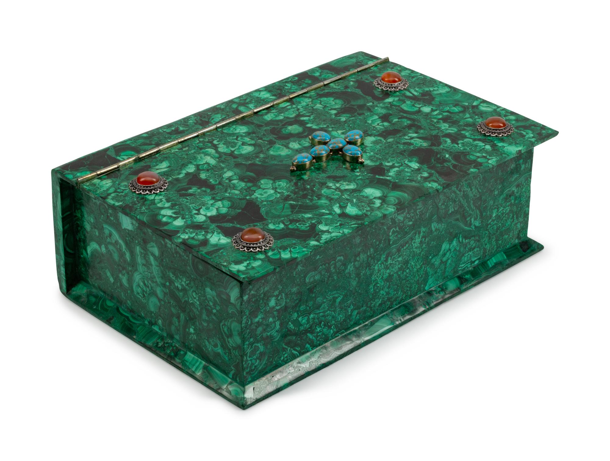 A Jewel-Mounted Malachite Book Box