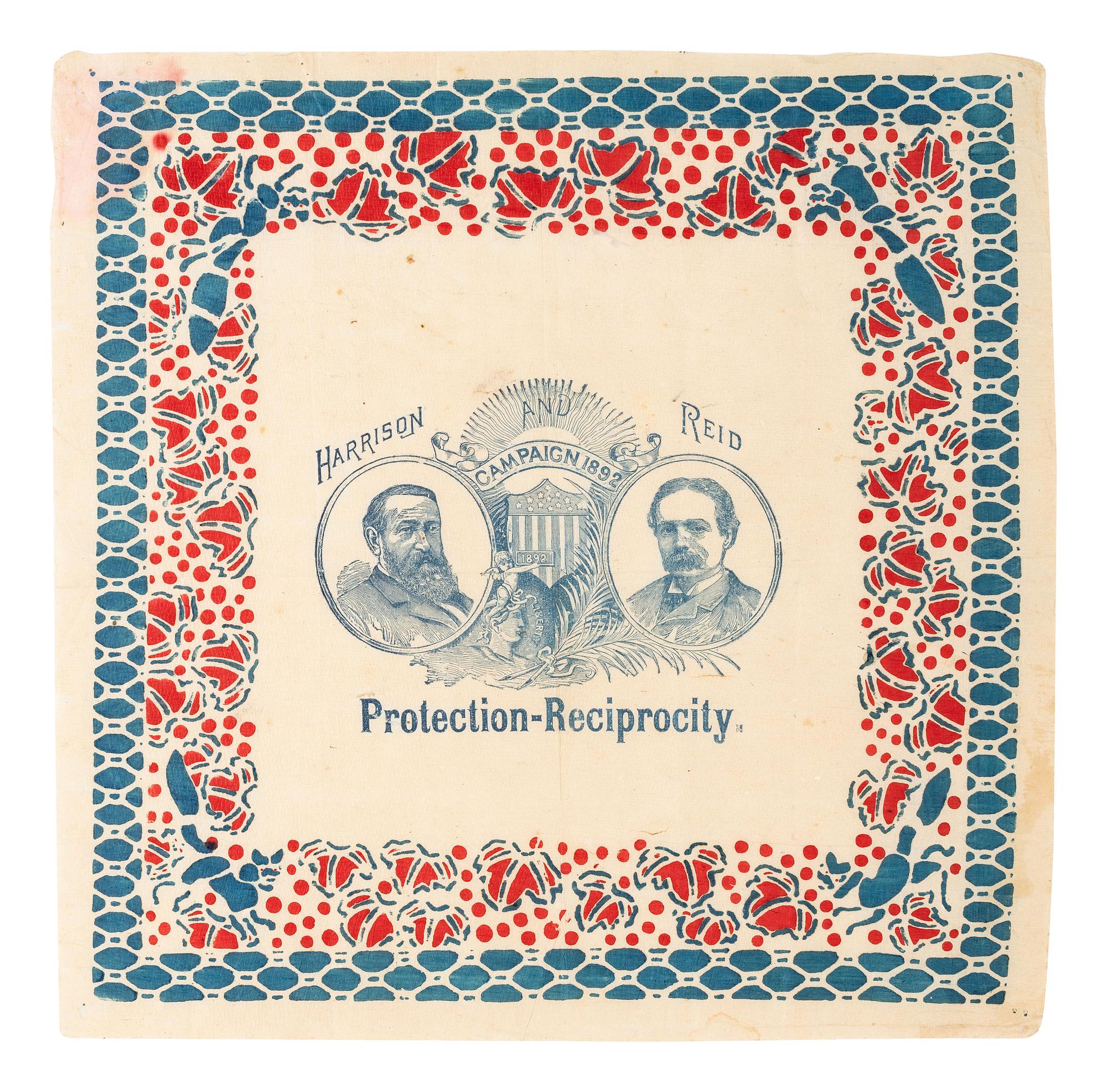 [1888 and 1892 ELECTION]. A group of ephemera related from the 1888 presidential campaigns of Benjamin Harrison and Grover Cleveland, comprising: